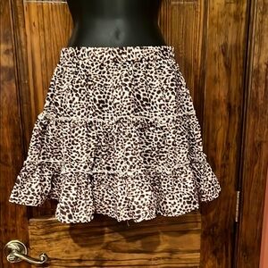 Leopard Print Tiered Skater Mini Skirt